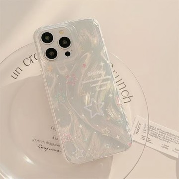 鏤空小星星羽紗手機殼適用蘋果15iphone13防摔12韓14promax小眾16