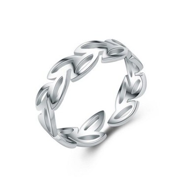 現貨+預購 925純銀戒指銀飾-簡單百搭綠葉指環七夕情人節生日禮物女配件73an112【獨家進口】【米蘭精品】