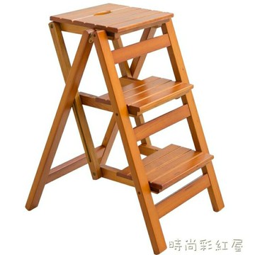 梯子家用折疊多功能加厚室內兩用登高梯實木三步人字梯凳爬梯步梯