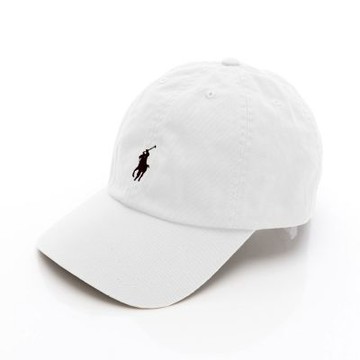 Ralph Lauren 小馬logo刺繡棒球帽(白/黑logo)