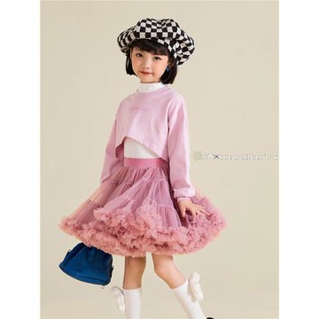 兒童四代粉色tutu裙女童兔兔裙蓬蓬裙半身裙生日禮物網紗加蓬紗裙
