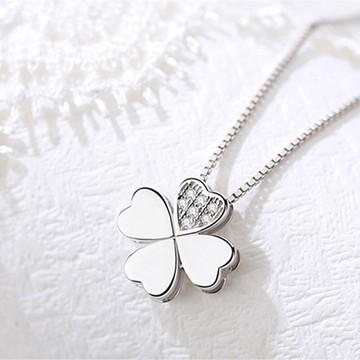 現貨+預購 925純銀項鍊鋯石吊墜-鑲鑽四葉幸運草情人節生日聖誕節交換禮物女飾品73ze11【獨家進口】【米蘭精品】