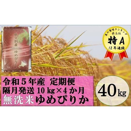 ふるさと納税 北海道 秩父別町 令和5年産 無洗米ゆめぴりか定期便40kg(隔月10kg×4か月)