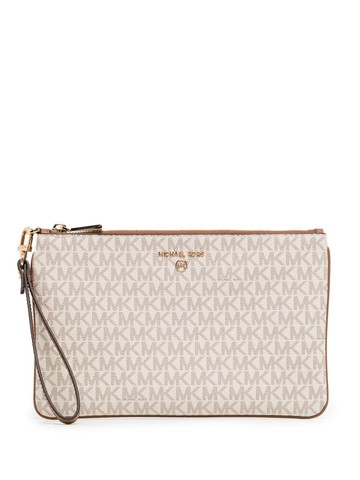 Michael Michael Kors - Jet Set monogram-print pouch - women - Polyester/Polyurethane/PVC - One Size - Brown