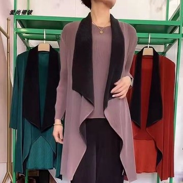 媽媽遮肚春秋套裝女三件套超彈力褶皺上衣短袖外套背心闊腿褲