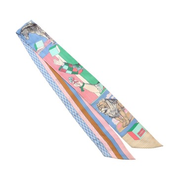 HERMES 愛馬仕 藍/粉色 絲綢 Twilly 絲巾 【二手名牌BRAND OFF】