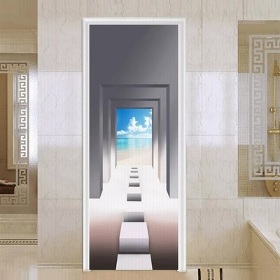 木目階段ドアの装飾の壁紙ドアステッカー自己粘着防水ポスターホームドア更新壁画デカールdeurステッカー 通販 Lineポイント最大get Lineショッピング