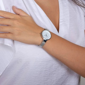 OBAKU 精美女性太陽能腕錶-銀-V221LRCWMC-32mm