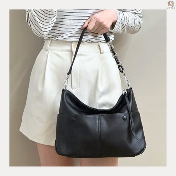 MYMY 個性時尚 單肩鎖鏈腋下軟包 經典黑