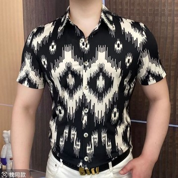 🔥中老年男裝 爸爸夏款襯衫 夏季衣服 上衣衬衫 短袖男襯衫 男士開領休閒襯衫 夏季個性 男士短袖襯衫 男裝翻領帥氣新
