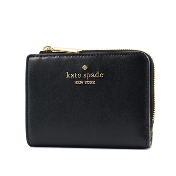 KATE SPADE Madison 滑面皮革釦式對開短夾-黑色