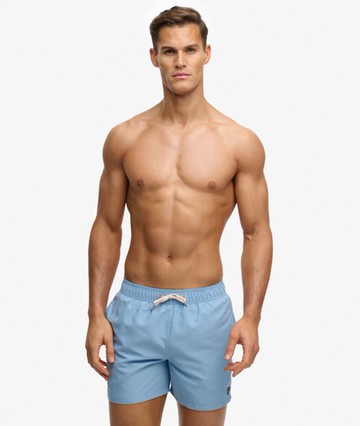 Superdry Men's Embroidered Logo 15- Inch Swim Shorts Light Blue Size: M