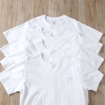 口袋短袖T恤夏季新款250g重磅純棉白色日系休閑百搭男女寬松體恤