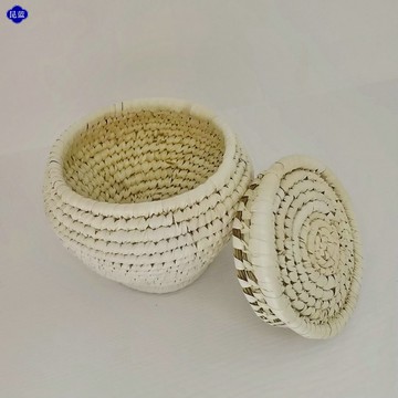 云南地方特色手工草編干果盒糖果罐圍棋罐棋子收納盒古裝宮廷道具