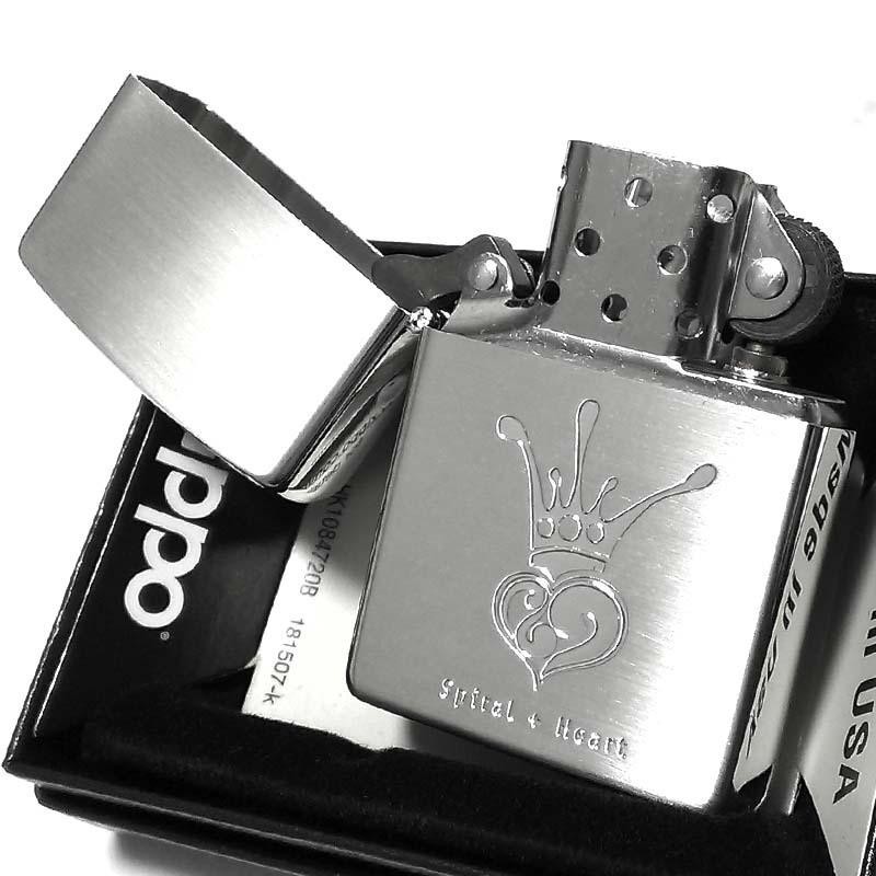 ZIPPO ライター スパイラルハート クラウン ジッポ 可愛い シルバー 