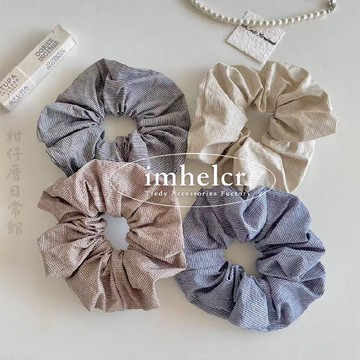 🔥2件9折🍊臺北出貨🍊可開發票簡約莫蘭迪色系條紋大腸髮圈質感韓系ins風布藝頭繩百搭皮筋髮飾