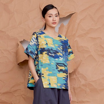 陌路巷角前衩短袖上衣_星空掠影