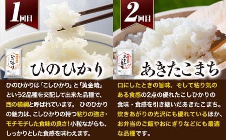 岡山県産のお米4品種食べ比べ頒布会 全4回 岡山県産 白米 精米 矢掛町 毎月違う品種が届く！《お申込み月の翌月から出荷開始》 あきたこまち きぬむすめ ひのひかり 朝日 米 コメ 定期便 送料無料