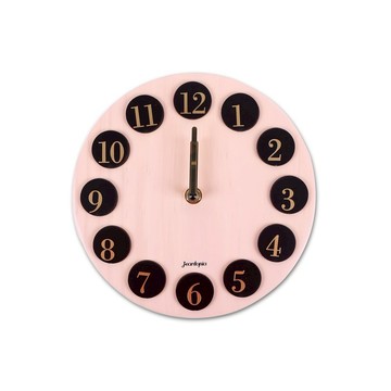 【Jeantopia】知音選品 實木 簡約造型 粉黑掛鐘 | 1301303
