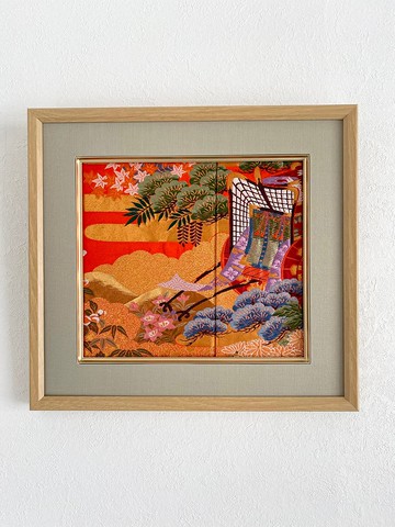 和服藝術 031 藝術面板日本圖案吉祥圖案皇車慶典和服翻新藝術