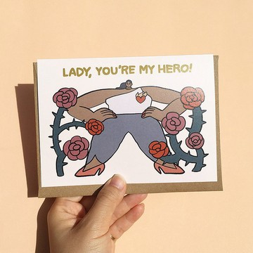 鼓勵卡｜簡約｜女性｜花朵｜Lady, You're My Hero 鼓勵卡