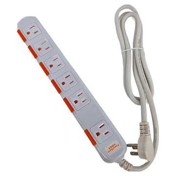 PowerSync 包爾星克 1開6插加大間距安全防塵防雷擊延長線 TS6W9018  1.8m  白色  1個