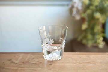 日本田島硝子 日本製富士山雕花威士忌杯 富士山杯-楓葉款