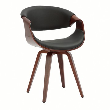 E-home Salome莎洛姆PU面流線曲木休閒餐椅-兩色可選黑色