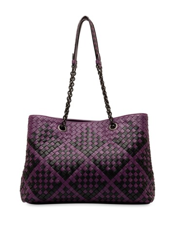 Bottega Veneta Pre-Owned - 2012-2023 Medium Intrecciato Double Chain tote bag - women - Calf Leather - One Size - Purple