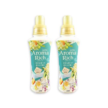 (2瓶超值組)日本LION獅王-Aroma Rich長效除臭蓬鬆防褶皺衣物香氛柔軟精480ml/瓶-258橙花(綠)(消臭持香柔衣精,室內晾曬護衣精)