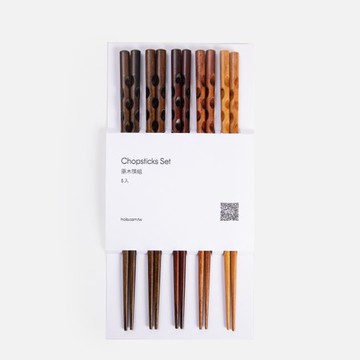 艾禮思原木筷5入組 簍刻混色