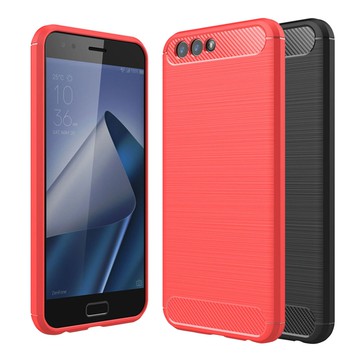 【YANGYI揚邑】ASUS ZenFone 4 ZE554KL 5.5吋 碳纖維拉絲紋軟殼散熱防震抗摔手機殼