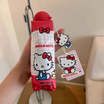 臺灣-出貨🔥hellokitty六折迷你雨傘便攜小巧晴雨兩用防曬紫外線遮陽太陽傘女