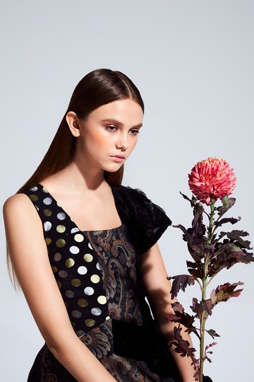 moi non plus 達妮不對稱拼接洋裝 - 台灣手織古布