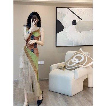 【蔣依依同款】Leathercat吊帶連衣裙女夏季新款港味復古chic裙子