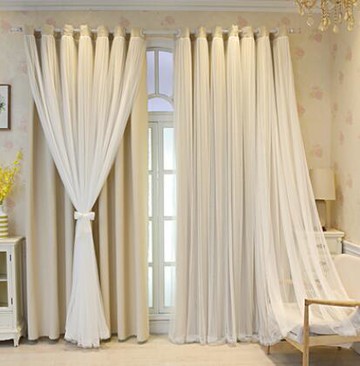 窗簾 流行雙層遮光成品蕾絲網紅布紗一體少女心公主房臥室客廳窗簾