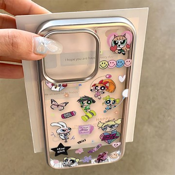 免運+隔日🚚電鍍鐳雕手機殼 少女卡通 適用於蘋果17promax 16Pro 15plus 14 13 12 11防摔