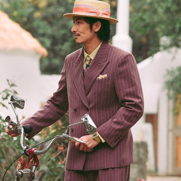 SOARIN英倫復古雙排扣條紋西裝外套(2522XZ110)