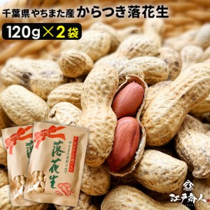 ★令和5年新豆スタート★千葉県やちまた産 からつき落花生 120g×2袋 高級感 クラフト袋 中手豊 ピーナッツ らっかせい 殻つき 送料無料