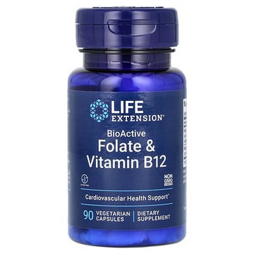 Life Extension, BioActive 系列葉酸鹽維生素 B12 素食膠囊，90 粒裝