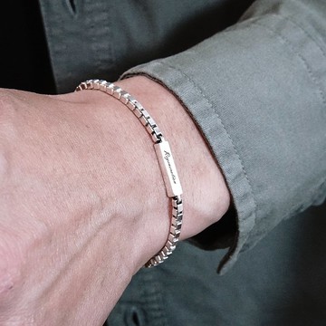 誓約手鍊 細版 925純銀刻字手鍊  客製化訂製