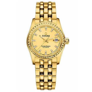 TITONI 梅花錶 宇宙系列 鋯石時標 機械腕錶 27mm / 729G-306