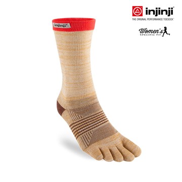 INJINJI】TRAIL女野跑避震吸排五趾中筒襪[褐色] 五趾襪 五指襪 |INJB0NAA3983