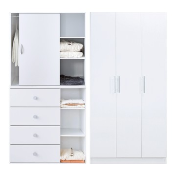 《HOPMA》簡約滑門衣斗櫃組合 台灣製造-時尚白