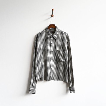 【蛋植物古著】黑白世界印花寬鬆古著襯衫