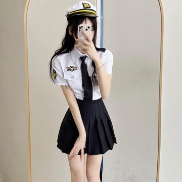 學院風襯衫jk制服套裝女夏短袖襯衣+高腰百褶短裙純欲校服兩件套