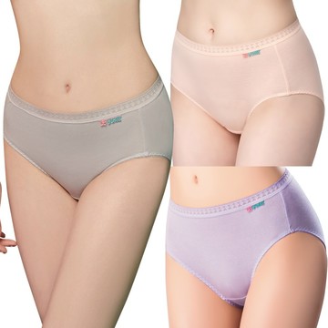 SWEAR 思薇爾 柔感棉系列M-XXL素面中腰三角內褲3件組(同色系)