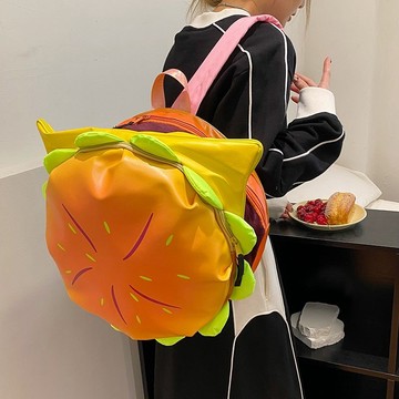 卡通書包🎀 可愛斜挎包芝士漢堡包小眾設計搞怪斜挎包女休閑創意卡通背包書包