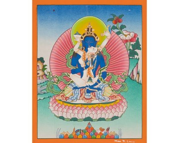 金剛總持本初佛聖合唐卡手繪藝術品