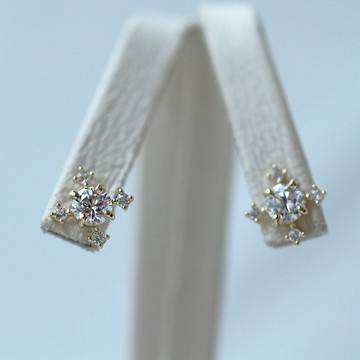 Sweet Air Y0301 閃亮小巧水鑽純銀耳環 通體純銀 S925純銀鍍14K金 日韓系輕奢耳環